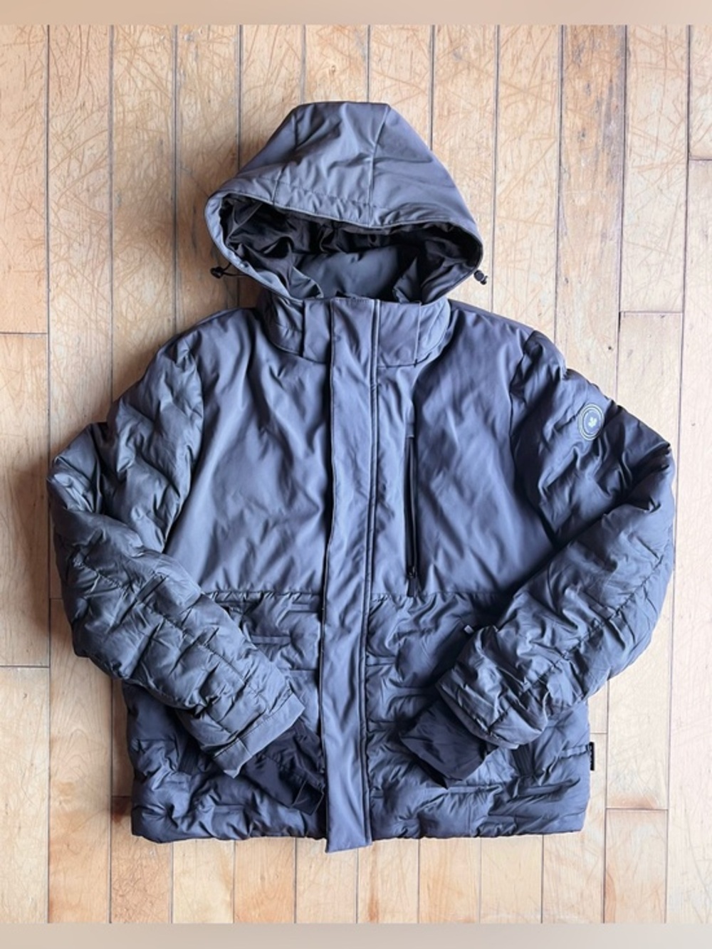 Noize Hooded Vegan Puffer Winter Jacket Coat Gray Size Large